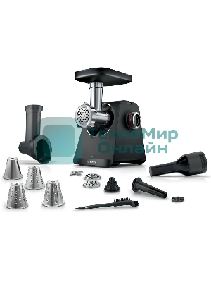 Мясорубка электрическая Bosch MFWS640B черный, 2100 Вт, 3.5 кг/мин, реверс, насадки - 9