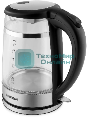 Чайник электрический Hyundai HYK-G3036 1.7л. 2200Вт черный/прозрачный (корпус: стекло)