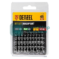 Набор бит Denzel двухстор., PH2-PZ2х45 мм, сталь S2, 10 шт.