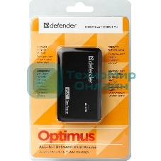 Кард-ридер Defender Optimus/черный/CF/MMC/MS/MS Duo/MS Micro M2/MS Pro/MS Pro Duo/RS-MMC/SD/SDHC/micro-SD/mini-SD/miсro-SDHC/USB 2.0 A(M)/черный