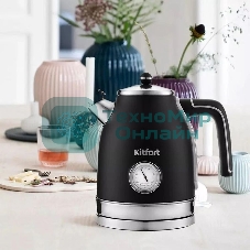 Чайник электрический Kitfort КТ-6102-1 черный с серебром