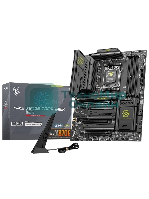 Материнская плата MSI MAG X870E TOMAHAWK WIFI, AM5, AMD X870, 4xDDR5, 4xSATA, 4xM.2, 1xPCI-E 5.0 x16, 1xPCI-E 4.0 x4, 1xPCI-E 3.0 x1, 1xHDMI, 2xUSB Type-C, 1x5Gb LAN, 2xUSB-A 3.2 Gen 2, 3xUSB-A 3.2 Gen 1, 4xUSB-A 2.0, 7.1, Wi-Fi 7, ATX
