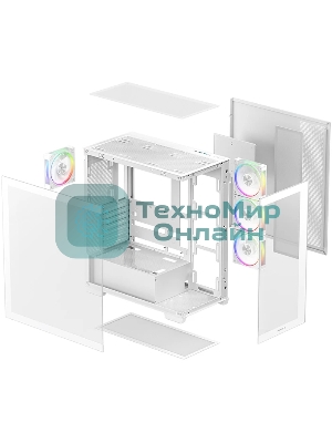 Компьютерный корпус Deepcool CG580 4F V2 WH без БП, боковое окно (панорама), 4x120мм ARGb PWM вентилятора, белый, ATX (R-CG580-WHADA4-G-2)