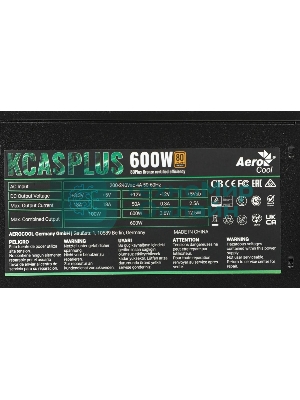 Блок питания Aerocool/Formula KCAS PLUS 600W, 600Вт, 80 PLUS Bronze, 120мм, черный