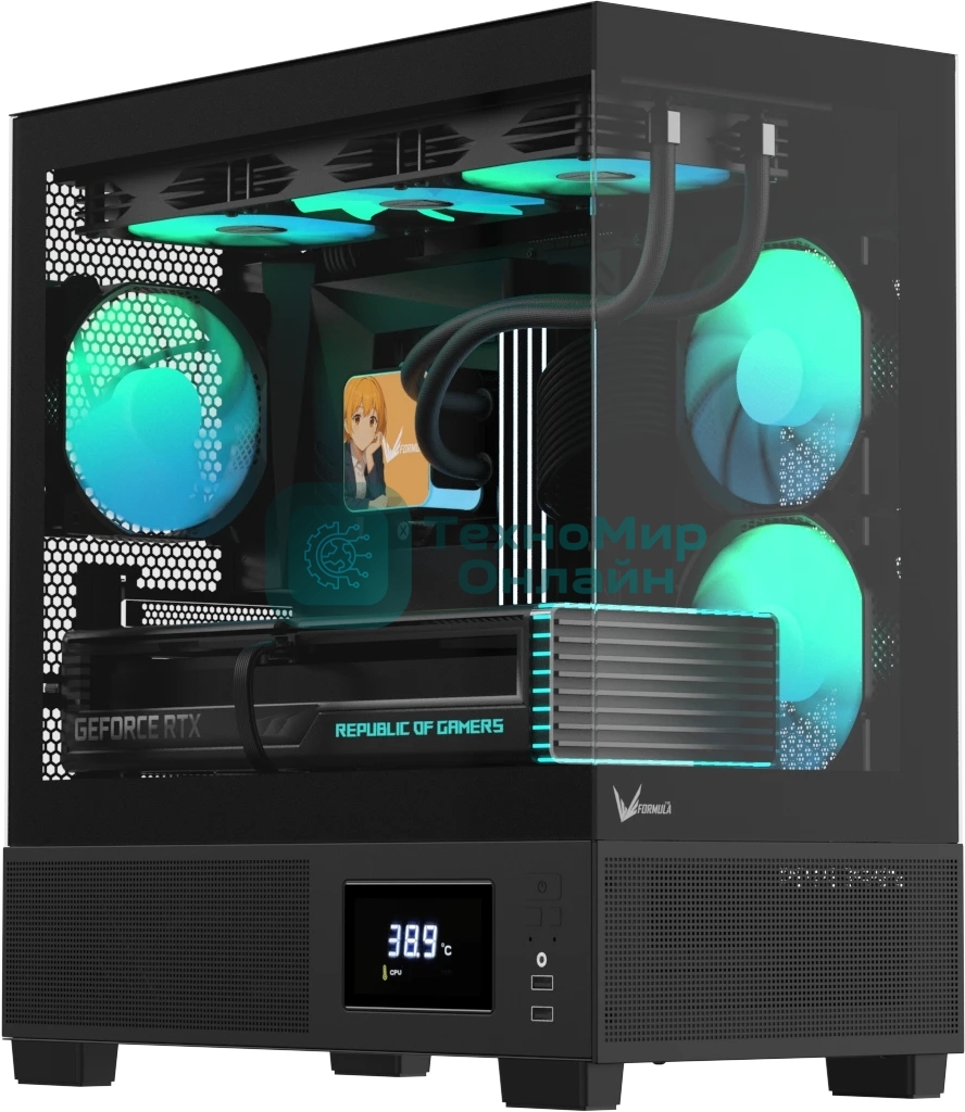 Компьютерный корпус AeroCool/Formula V Line Crystal E1M Black, MATX, USB3.0*2, Switch Display Panel