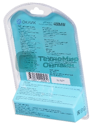 Мышь беспроводная Oklick 488MW синий/черный, 1600 dpi, радиоканал, USB, кнопки - 4