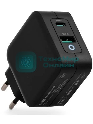 Блок питания TopON TOP-GaN-65WB автоматический 65W 5V-20V 3.25A 2xUSB от бытовой электросети LED индикатор