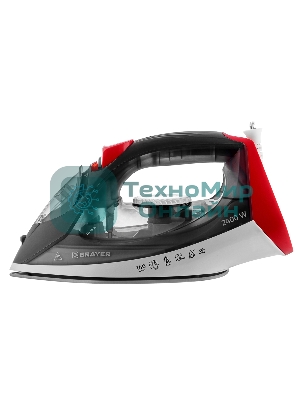Утюг BRAYER BR4011 черный/белый/красный, 2400 Вт, 20 г /мин, 140 г/мин, 330 мл