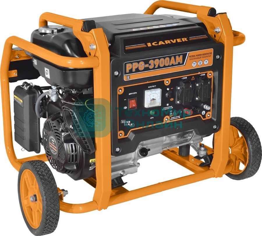 Электрогенератор бензиновый Carver PPG-3900АM, 3 кВт, 95 дБ, 51 кг