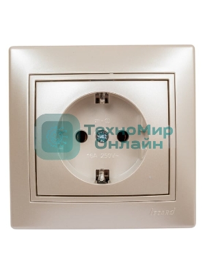 Розетка 1-м СП Мира керам. с заземл. жемчуж. белый перламутр Lezard 701-3030-122