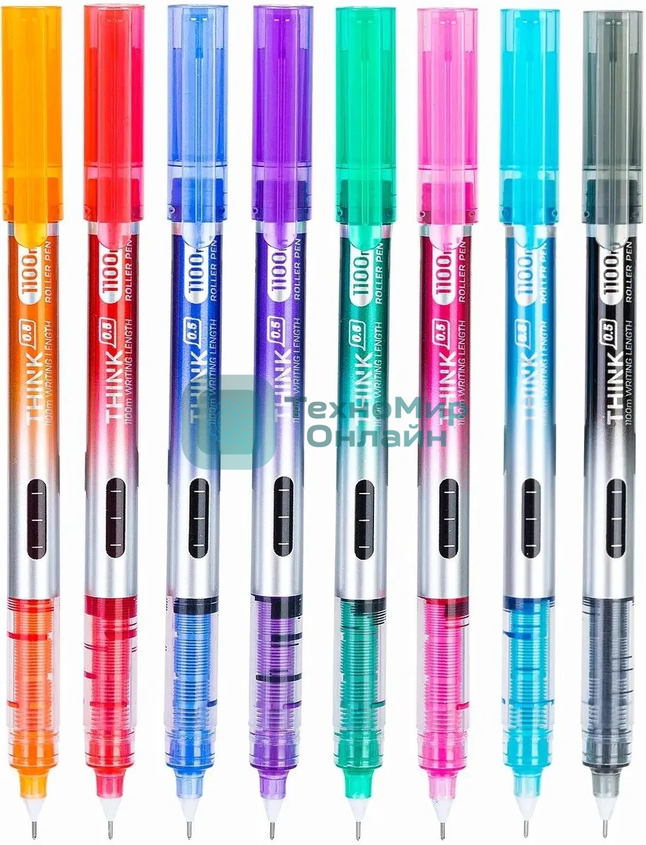 Набор ручек роллер Deli Think EQ300-8C ассорти, d=0.5мм, ассорти чернила (8шт) стреловидный пишущий наконечник
