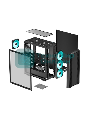 Компьютерный корпус Deepcool CC560 V2 черный без БП ATX 4x120мм 1xUSB 2.0 1xUSB 3.0 audio bott PSU