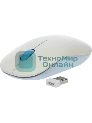 Мышь беспроводная Acer OMR205 белый/голубой, 1200 dpi, радиоканал, USB, кнопки - 3