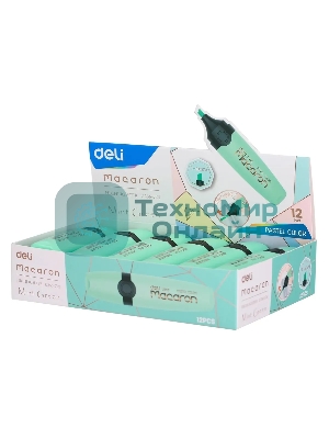 Текстовыделитель Deli EU356-GN Macaron, скошенный пишущий наконечник, 1-5мм, мятный