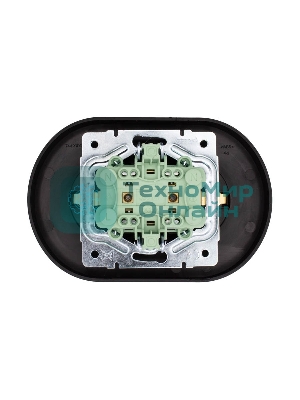 Розетка 2-м LEZARD СП OSEN с заземл. ПБТ, круглая, механизм, черный бархат 744-4200-127B