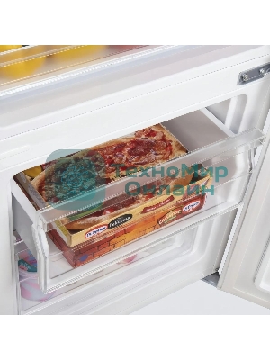 Холодильник Maunfeld MFF144SFW белый глянц. двухкамерный 154/52л морозилка снизу, ручная разморозка