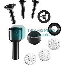 Мясорубка электрическая Rondell 1451-RE-01 серебристый/черный, 2300 Вт, 2.0 кг/мин, реверс, защита от перегрузки, металлический лоток, насадки - 5