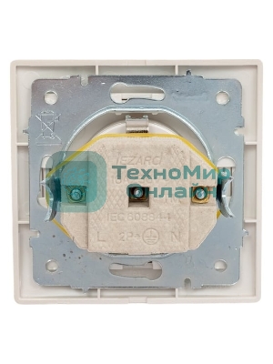 Розетка 1-м СП Мира керам. с заземл. жемчуж. белый перламутр Lezard 701-3030-122