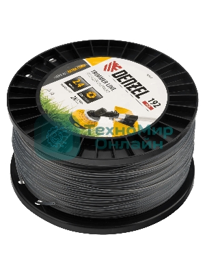Леска для триммера Denzel двухкомпонентная круглая, 2,4мм х 192м, на DIN катушке EXTRA CORD