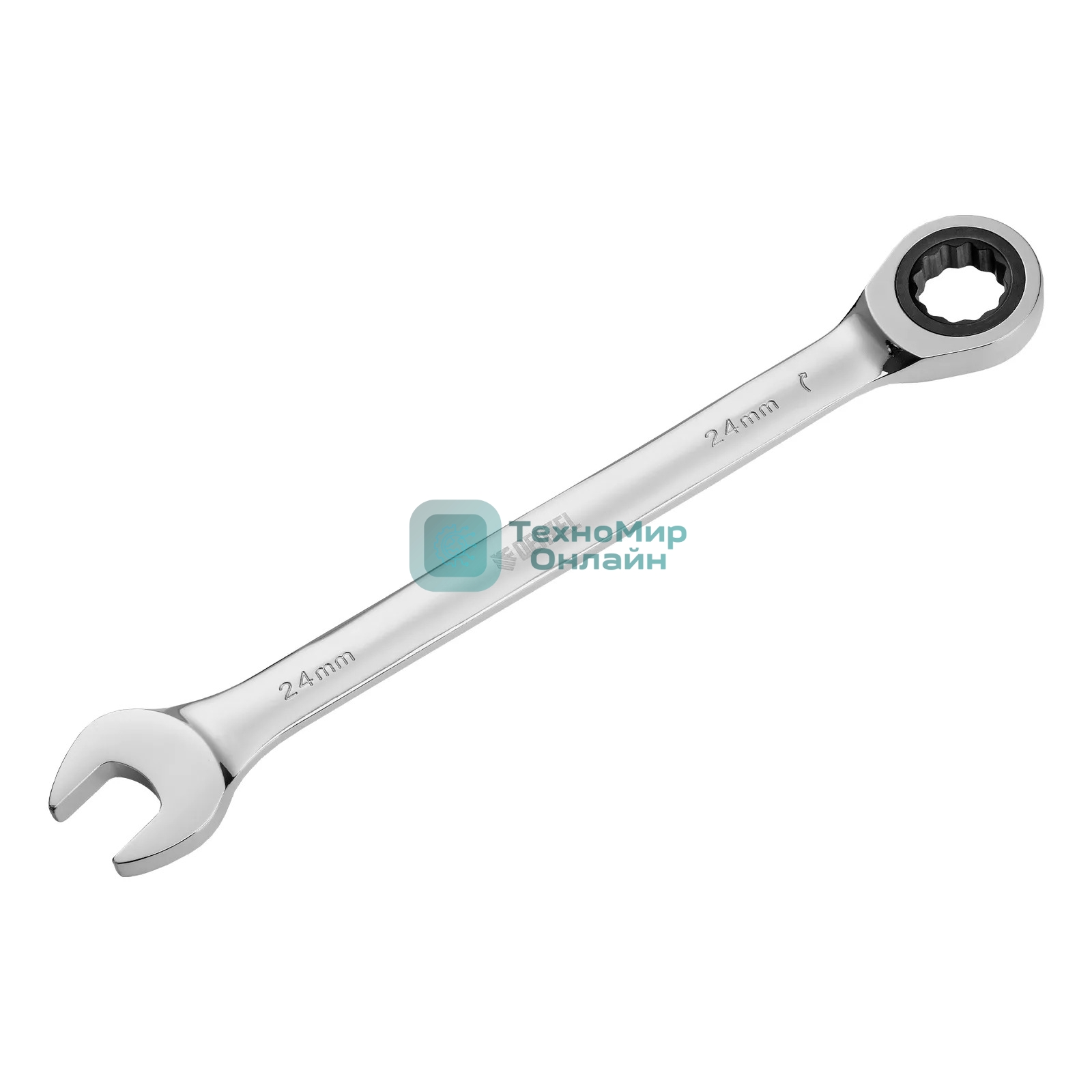 Ключ комбинированный Denzel, с трещеткой, 24 мм