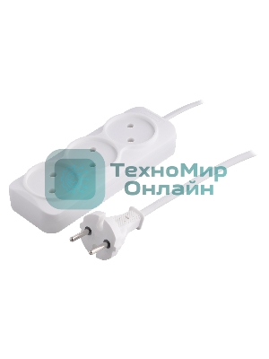 Удлинитель 3 гнезда 5 метров 6А/1,35 кВт без заземления ШВВП 2х0,75 (SBE-10-3-05-F)