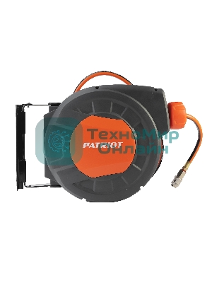 Шланг Patriot 520002430 пневматический армированный на автоматической катушке PHC 10/12 (прямой, ПВС армированный, длина 10 м, диаметр 10х12, раб/макс давление 10/20 бар, мин/макс температура -5/45С, быстросъем рапид, резьба 1/4)