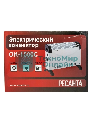 Конвектор электрический Ресанта ОК-1500С белый, 1500 Вт, 20 м2, термостат