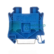 Клемма проходная TUR-16-BU, винтовой зажим, 2 точки подключения, 16 кв.мм, синий