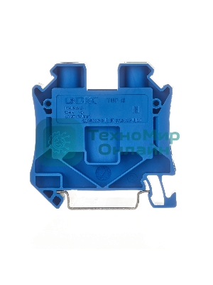 Клемма проходная TUR-16-BU, винтовой зажим, 2 точки подключения, 16 кв.мм, синий