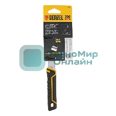 Ключ разводной Denzel 200 мм (раскрытие до 33 мм), CrV, с быстрым сбросом, кованый, TPR рукоятка