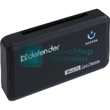Кард-ридер Defender Optimus/черный/CF/MMC/MS/MS Duo/MS Micro M2/MS Pro/MS Pro Duo/RS-MMC/SD/SDHC/micro-SD/mini-SD/miсro-SDHC/USB 2.0 A(M)/черный