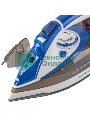 Утюг Endever Delta-231 белый/синий/черный, 3000 Вт, 75 г/мин, 190 г/мин, 480 мл
