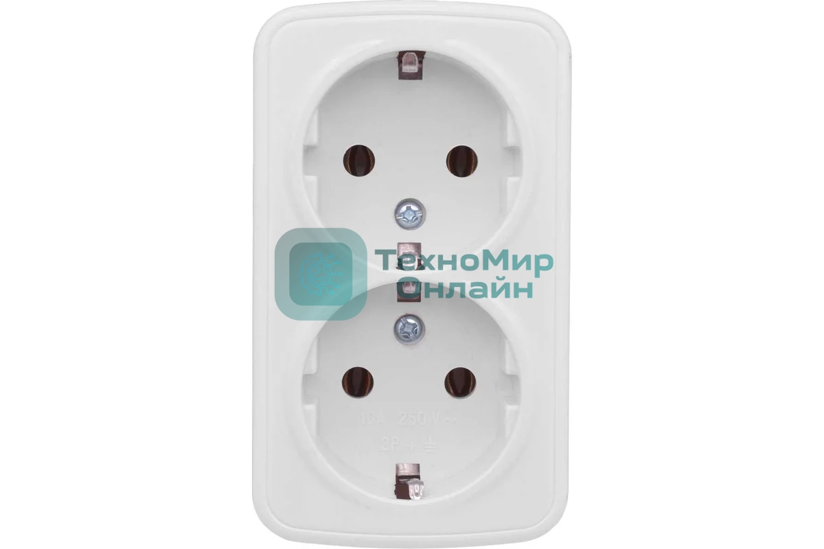Розетка EKF Basic Минск EGR16-128-10 2-местная ОП 16А с заземлением белая