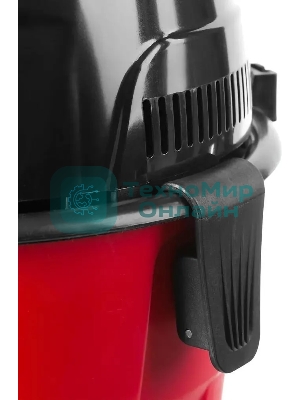 Строительный пылесос Зубр ПУ-15-1200 М1 красный/черный, 1200 Вт, уборка сухая/влажная, пылесборник мешок, 15 л