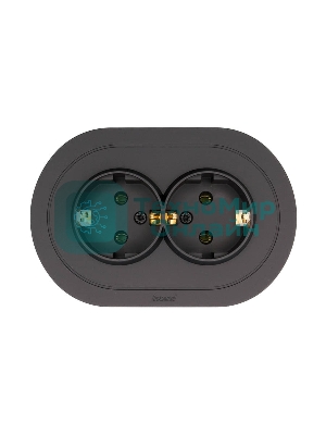 Розетка 2-м LEZARD СП OSEN с заземл. ПБТ, круглая, механизм, черный бархат 744-4200-127B