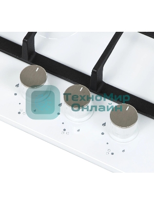 Газовая варочная панель Maunfeld EGHE.43.33CW/G, 3 конфорки, эмалированная сталь, белый