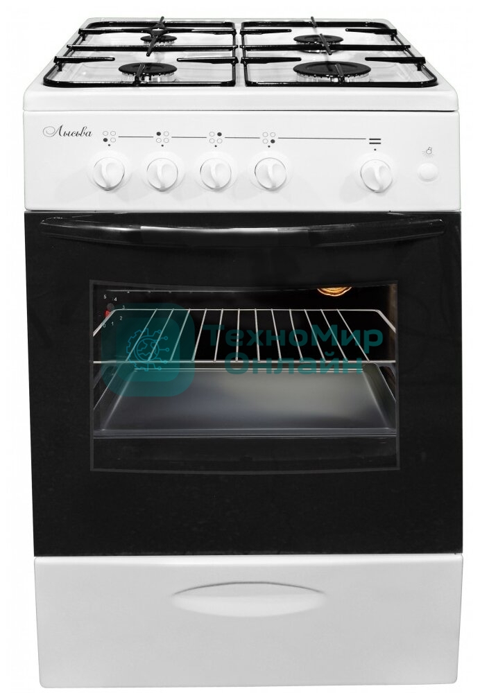 Плита газовая Лысьва ГП 400 МС СТ-2у белый, конфорок 4 газовых, духовка 57 л, 50 см x 84 см x 60 см