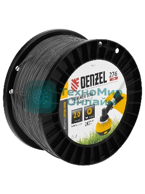 Леска для триммера Denzel двухкомпонентная круглая, 2,0мм х 276м, на DIN катушке EXTRA CORD