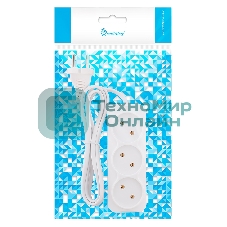 Удлинитель Smartbuy, 3 гнезда 1,5 метра 6А/1,35кВт без заземления ШВВП 2х0,75 (SBE-10-3-1,5-F)