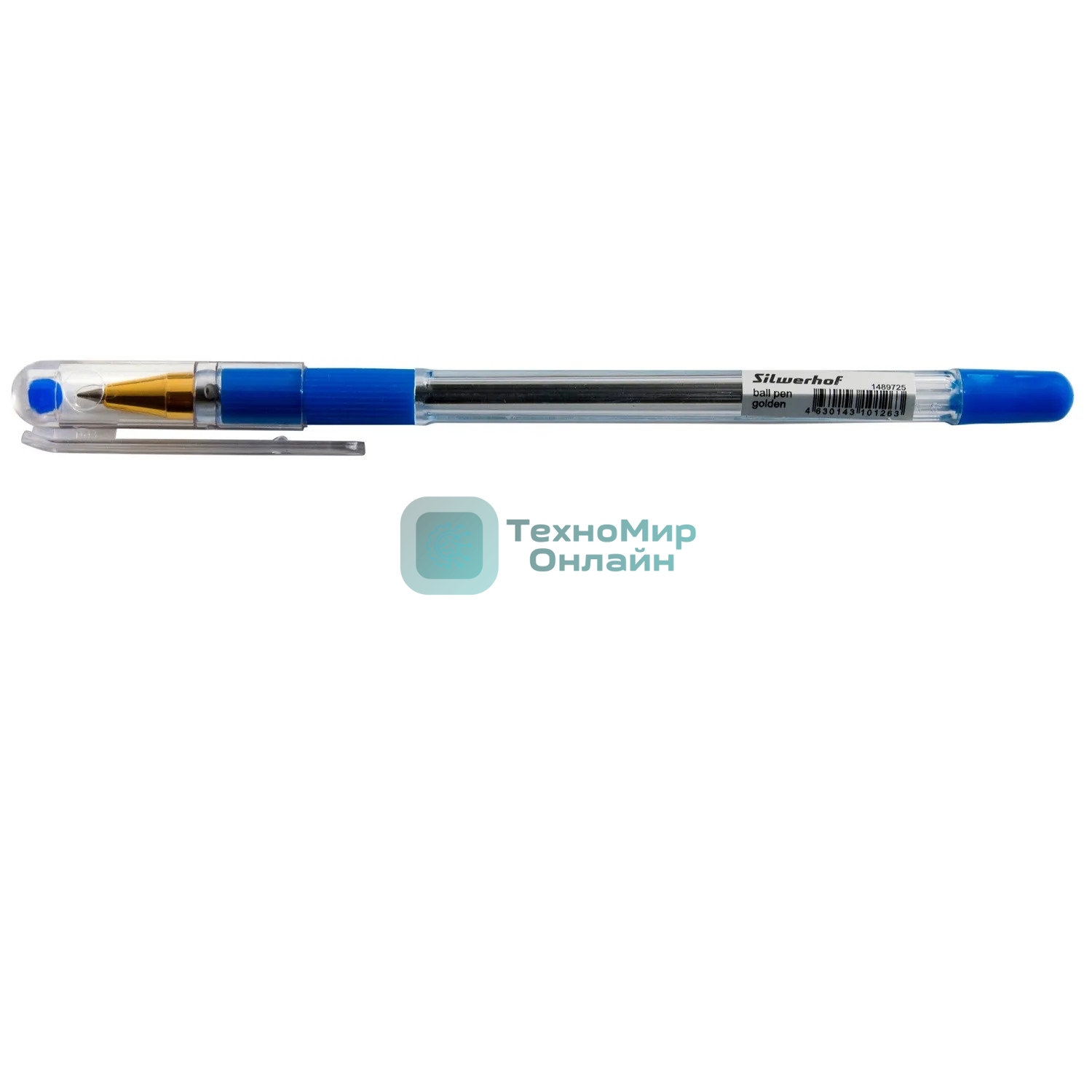 Ручка шариковая Silwerhof Daily Golden прозрачный, d=0.5мм, синие чернила, сменный стержень, линия 0.3мм, резиновая манжета