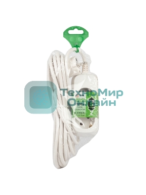 Удлинитель электрический ЭРА UDL-10-250-E Greenline 2 розетки с заземлением 5м ПВС 3x0.75мм2