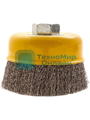 Щетка для УШМ Denzel 100 мм, М14, чашка, витая нержавеющая проволока 0,3 мм