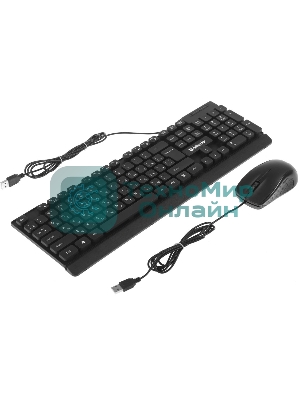 Комплект клавиатура+мышь Defender York C-777 проводной, USB, 1000 DPI, чёрный