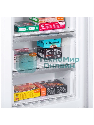 Холодильник Maunfeld MFF200NFW белый глянц. двухкамерный 271/106л морозилка снизу, No Frost