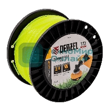 Леска для триммера Denzel зубчатый квадрат, 2,4мм х 172м, на DIN катушке FLEX CORD