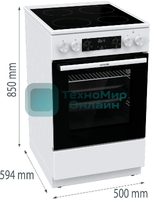 Плита электрическая Gorenje GEC5C42WG белый, конфорок 4 электрических, духовка 70 л, 50 см x 85 см x 59.4 см (без крышки)