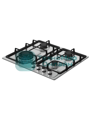 Варочная поверхность Kuppersberg, газ, High-Tech, 60 см, автоматический электроподжиг, газ-контроль, SABAF конфорки, чугунные решетки, WOK конфорка, цвет нержавеющая сталь, цвет фурнитуры черный