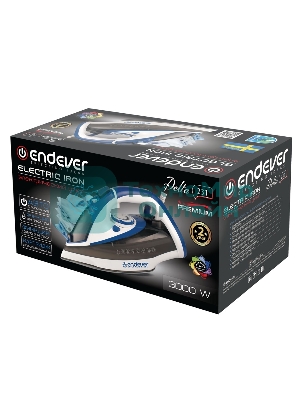 Утюг Endever Delta-231 белый/синий/черный, 3000 Вт, 75 г/мин, 190 г/мин, 480 мл