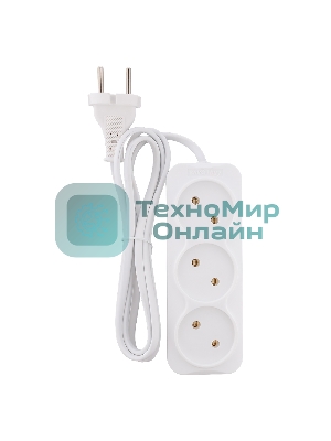 Удлинитель Smartbuy, 3 гнезда 1,5 метра 6А/1,35кВт без заземления ШВВП 2х0,75 (SBE-10-3-1,5-F)