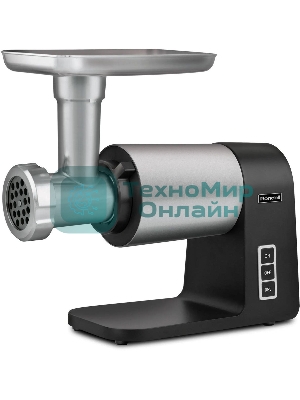 Мясорубка электрическая Rondell 1451-RE-01 серебристый/черный, 2300 Вт, 2.0 кг/мин, реверс, защита от перегрузки, металлический лоток, насадки - 5